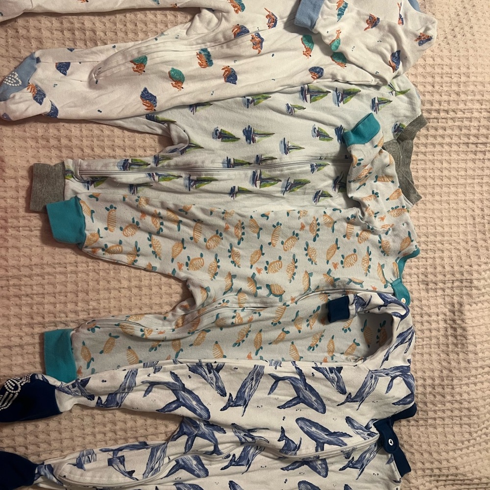 Kids One Piece Pajamas - Blue and White